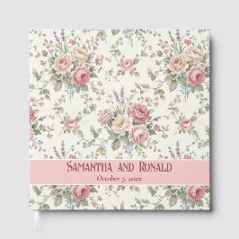 Elegant Pastel Roses Shabby Chic Wedding ゲストブック