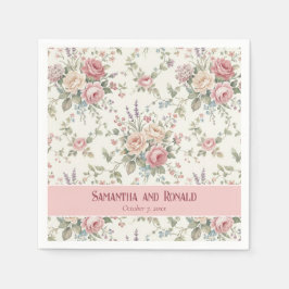 Elegant Pastel Roses Shabby Chic Wedding スタンダードカクテルナプキン