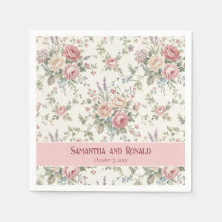 Elegant Pastel Roses Shabby Chic Wedding  スタンダードカクテルナプキン