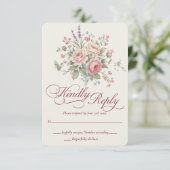 Elegant Pastel Roses Shabby Chic Wedding RSVP Card (スタンド正面)