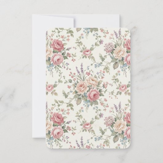 Elegant Pastel Roses Shabby Chic Wedding RSVP Card (裏面)