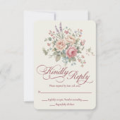 Elegant Pastel Roses Shabby Chic Wedding RSVP Card (正面)