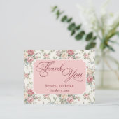 Elegant Pastel Roses Shabby Chic Wedding Thank You ポストカード (スタンド正面)