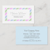 Elegant Pastel Stripes White Border Professional 名刺 (正面/裏面)