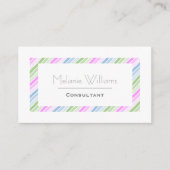 Elegant Pastel Stripes White Border Professional 名刺 (正面)