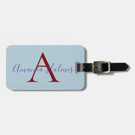 Elegant Pastel Stylish Calligraphy Monogrammed ラゲッジタグ (正面横)