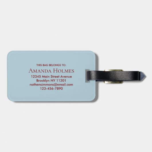 Elegant Pastel Stylish Calligraphy Monogrammed ラゲッジタグ (裏面横)