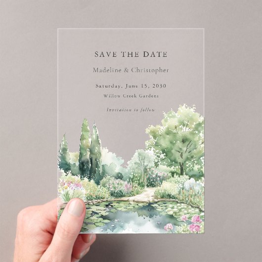 Elegant Pastel Summer Garden Wedding アクリル招待状 (インサイチュ (ポータブル))