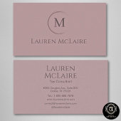 Elegant Pastel Taupe Pink Circle Monogram 名刺