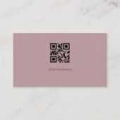 Elegant Pastel Taupe Pink QR Code Business Card 名刺 (裏面)
