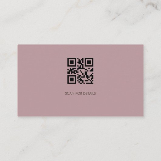 Elegant Pastel Taupe Pink QR Code Business Card 名刺 (裏面)