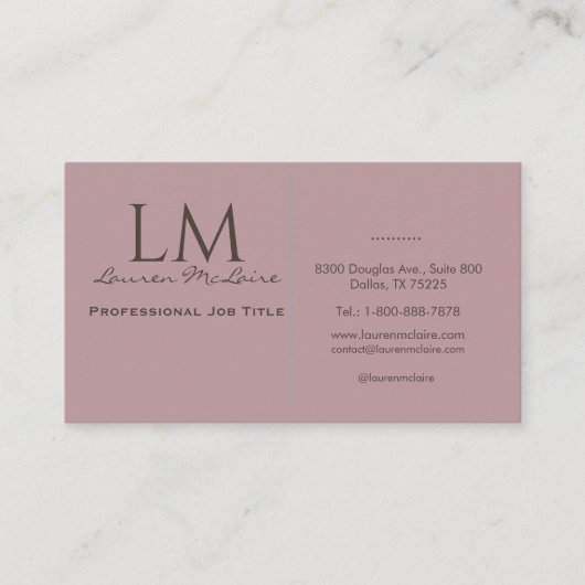 Elegant Pastel Taupe Pink QR Code Business Card 名刺 (正面)