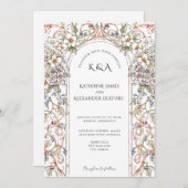 Elegant Pastel Vintage Floral Arch Wedding  招待状 (正面/裏面)