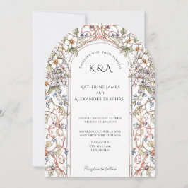 Elegant Pastel Vintage Floral Arch Wedding  招待状