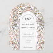 Elegant Pastel Vintage Floral Arch Wedding  招待状 (正面/裏面)