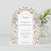 Elegant Pastel Vintage Floral Arch Wedding  招待状 (スタンド正面)