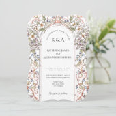 Elegant Pastel Vintage Floral Arch Wedding  招待状 (スタンド正面)