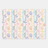 Elegant Pastel Watercolor Easter Stripes Eggs ラッピングペーパーシート (正面)