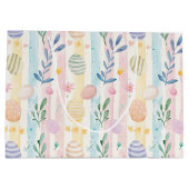 Elegant Pastel Watercolor Easter Stripes Eggs ラージペーパーバッグ (裏面)