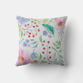 Elegant Pastel Watercolor Floral PatteThrow Pillow クッション (裏面)