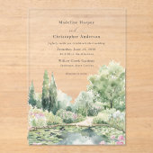 Elegant Pastel Watercolor Garden Wedding アクリル招待状 (正面)