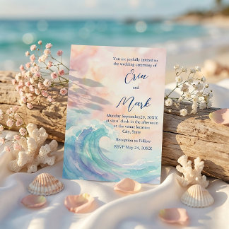 Elegant Pastel Watercolor Invitation | Soft Blush  招待状