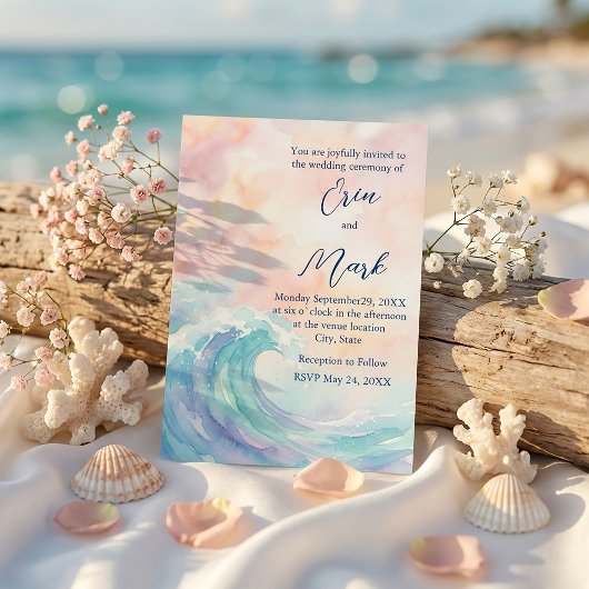 Elegant Pastel Watercolor Invitation | Soft Blush 招待状