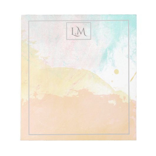 Elegant Pastel Watercolor Monogrammed ノートパッド (正面)