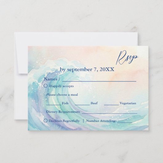 Elegant Pastel Watercolor Rsvp | Soft Blush (正面)