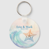 Elegant Pastel Watercolor | Soft Blush & Aqua キーホルダー (正面)