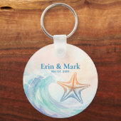 Elegant Pastel Watercolor | Soft Blush & Aqua キーホルダー (正面)