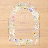 Elegant Pastel Wildflower Garden Arch Wedding アクリル招待状 (正面)
