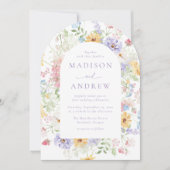 Elegant Pastel Wildflower Garden Arch Wedding 招待状 (正面)