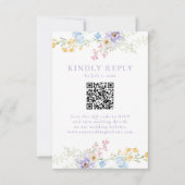 Elegant Pastel Wildflower Garden QR Code Wedding 出欠カード (正面)