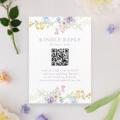 Elegant Pastel Wildflower Garden QR Code Wedding 出欠カード