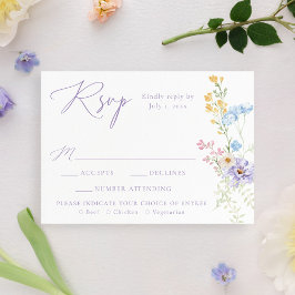 Elegant Pastel Wildflower Garden Wedding 出欠カード