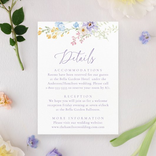 Elegant Pastel Wildflower Garden Wedding Details エンクロージャーカード