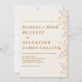 Elegant Pastel Wildflower Right Border Watercolor 招待状 (正面)