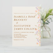 Elegant Pastel Wildflower Right Border Watercolor 招待状 (スタンド正面)