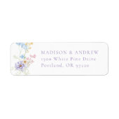 Elegant Pastel Wildflower Wedding Return Address ラベル (正面)