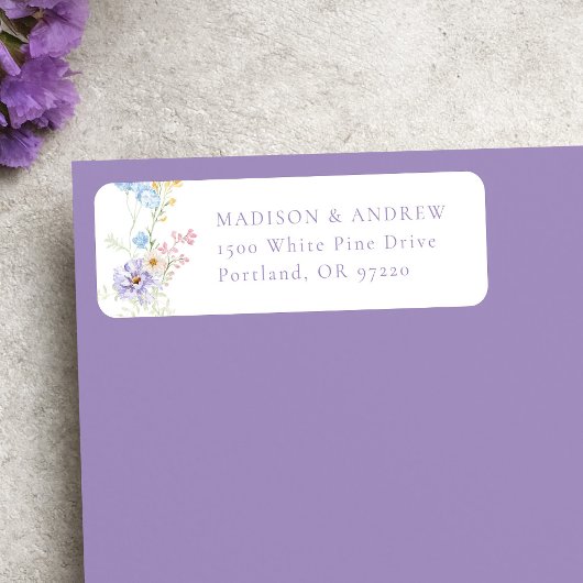 Elegant Pastel Wildflower Wedding Return Address ラベル