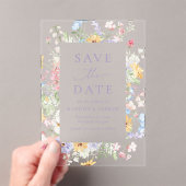 Elegant Pastel Wildflower Wedding Save the Date アクリル招待状 (インサイチュ (ポータブル))
