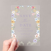 Elegant Pastel Wildflower Wedding Save the Date アクリル招待状 (インサイチュ (ポータブル))