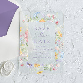 Elegant Pastel Wildflower Wedding Save the Date アクリル招待状