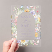 Elegant Pastel Wildflower Wedding Save the Date アクリル招待状 (インサイチュ (ポータブル))