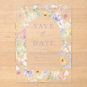 Elegant Pastel Wildflower Wedding Save the Date アクリル招待状 (正面)