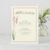 Elegant Pastel Wildflower Woman''s 40th Birthday 招待状 (スタンド正面)