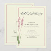 Elegant Pastel Wildflower Woman''s 40th Birthday 招待状 (正面/裏面)