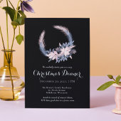 Elegant Pastel Wreath Christmas Dinner Party 招待状