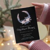 Elegant Pastel Wreath Christmas Dinner Party 招待状